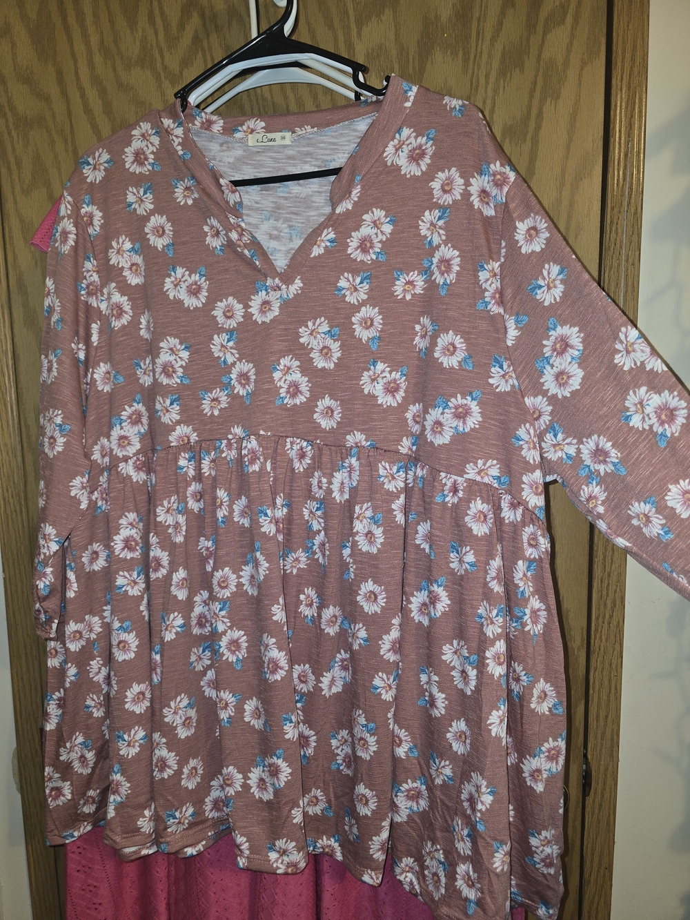 Floral V-Neck Babydoll Top - Mauve Floral